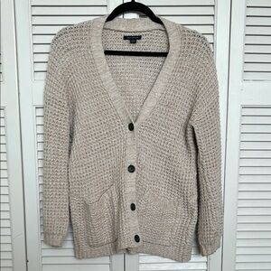 American Eagle Outfitters Cream Cardigan V-Neck Sweater